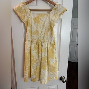 GAP Kids Yellow Floral Cotton | Fluter Sleeve | Fit and Flare Sundress | Size 10